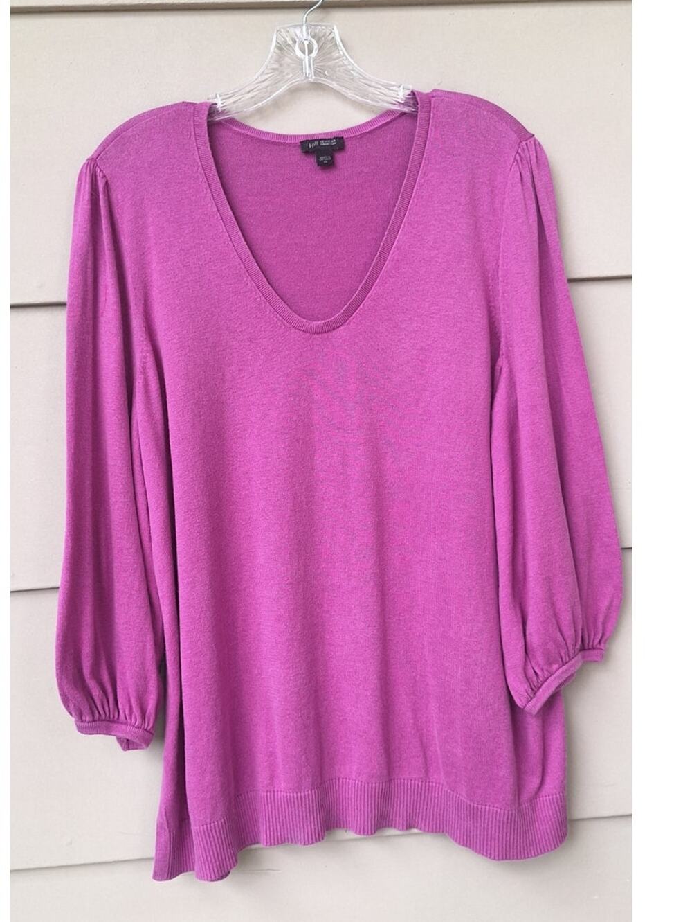 J.Jill Wearever Collection Silk Cotton Purple Blouson V  Light Top Sweater XL